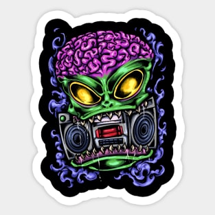 Alien Boom Box Sticker